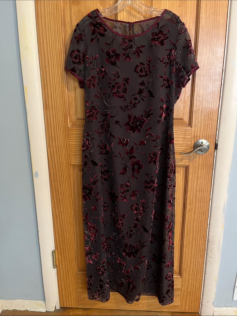 Smith & Hawken Black Maxi Dress with Burgundy Floral Burnout